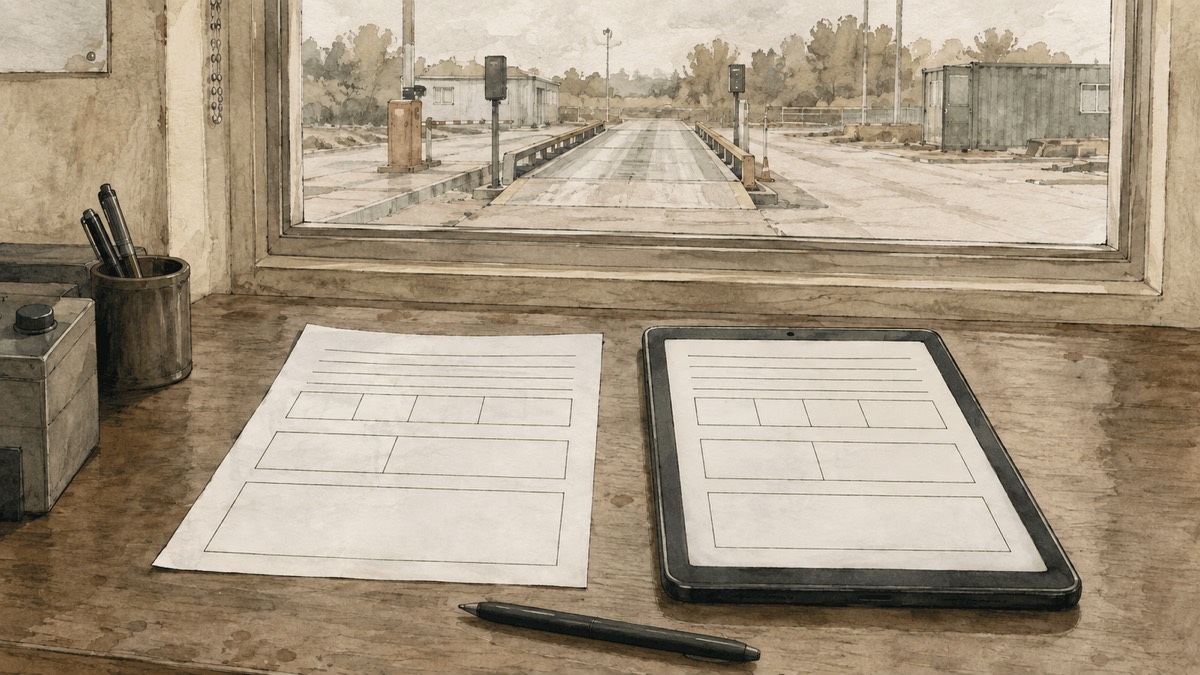 The digital record carries the same core information as the paper transfer note beside it.