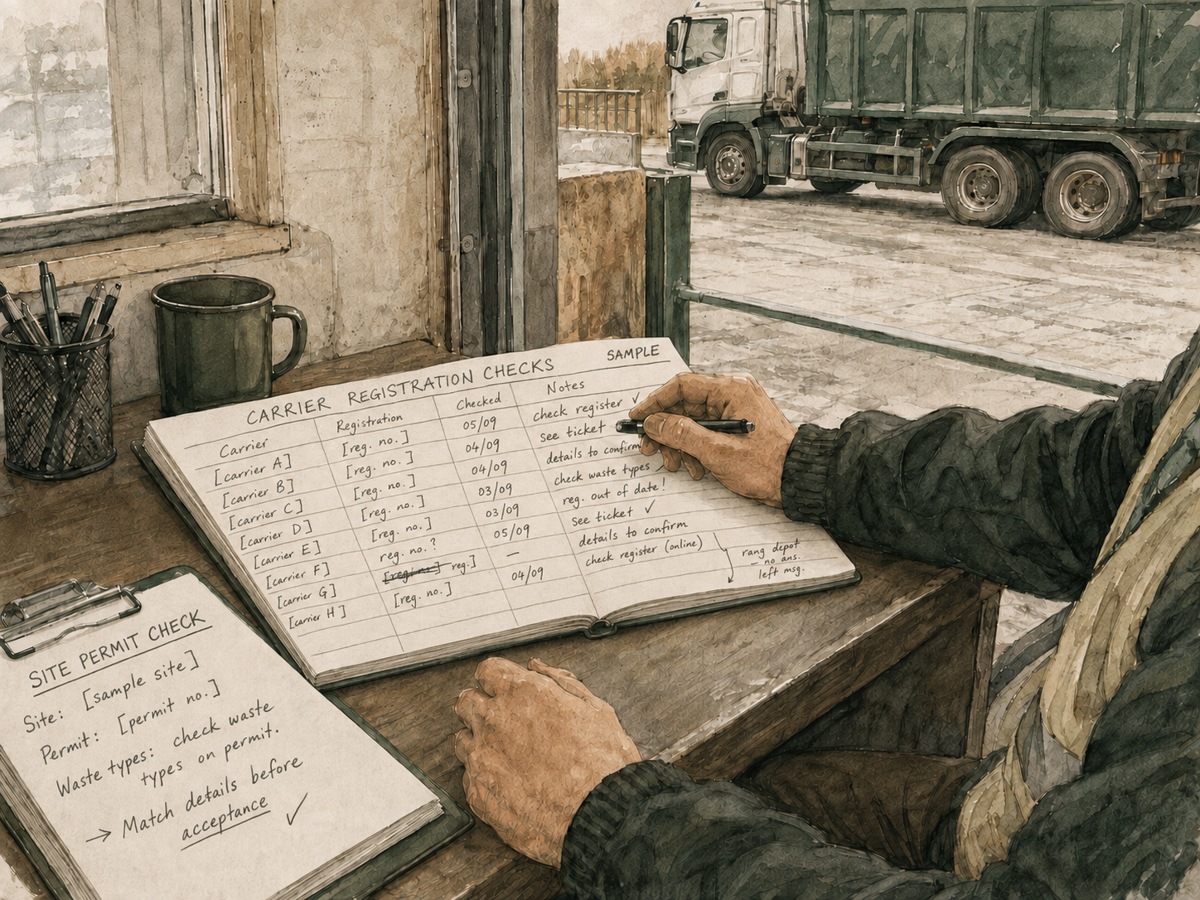 Carrier registration and site permit details should be checked against the relevant public registers.