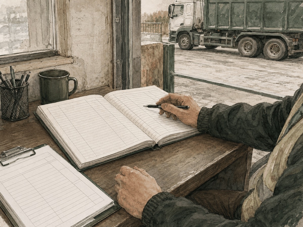 Carrier registration and site permit details are checked against the register before the record goes anywhere.